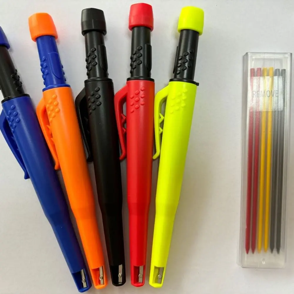 Mechanical Pencils Solid Carpenter One-piece design Pen Cap With Sharpener Woodworking Construction Stationery Supplies