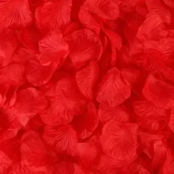Colorful Romantic Silk Rose Petals for Wedding and Party Decorations (Red)