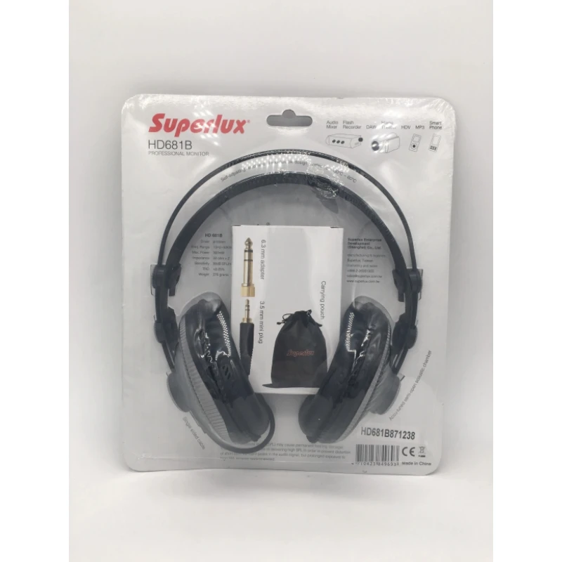 전문가용 스튜디오 헤드폰 Superlux HD681B 세미 오픈 다이나믹 스테레오 모니터링 헤드셋, DJ Hifi 노이즈 캔슬링 이어폰