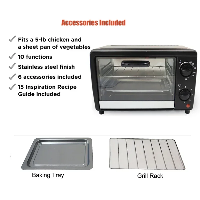 Electric Oven Multifunctional Household Toaster 800W 13L Double Layers Oven Durable Grill for Barbecue/Dried Fruit/Baking 3