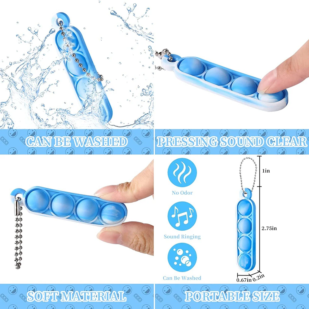 Fidget Toys 30pcs Mini Pop Keychain Fidget Toys Push Pop Bulk Keychain Party Favors For Kids Bubble Toys Pack Boys Girls Adults