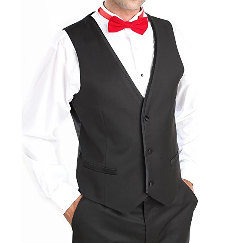 Black Wedding Groom Tuxedos 3 Piece Notched Lapel Two Button Custom Made Business Party Men Suit (Jacket +Pants +vest)