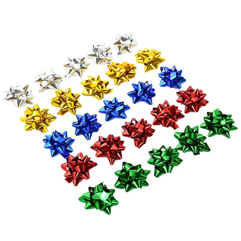 Description Picture 3 of item100Pcs 4cm Christmas Gift Bow Colorful Star Bows For Present Packaging Self-adhesive Ribbon Birthday Wedding Xmas Gift DIY Decor