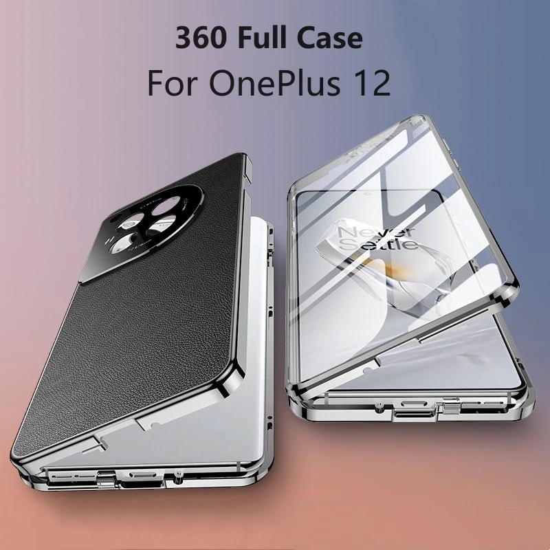 

360 Полная копия для OnePlus 12 чехол кожаный чехол из закаленного стекла для One Plus 12 чехол OnePlus12 двухсторонний защитный бампер