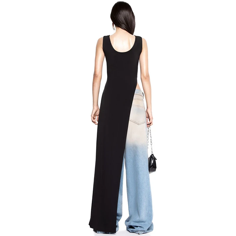 Ärmelloses Kleid mit unregelmäßigem, asymmetrischem Saum der Straßennische, Sommer-Persönlichkeitstrend für Damen, einfarbiges Slim-Fit-Oberteil – Detail 20