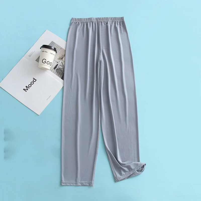 Men Ice Silk Pajamas Shirt & Pants 2Pcs Sleep Set For Summer pajamas set silk pajamas man pajamas set