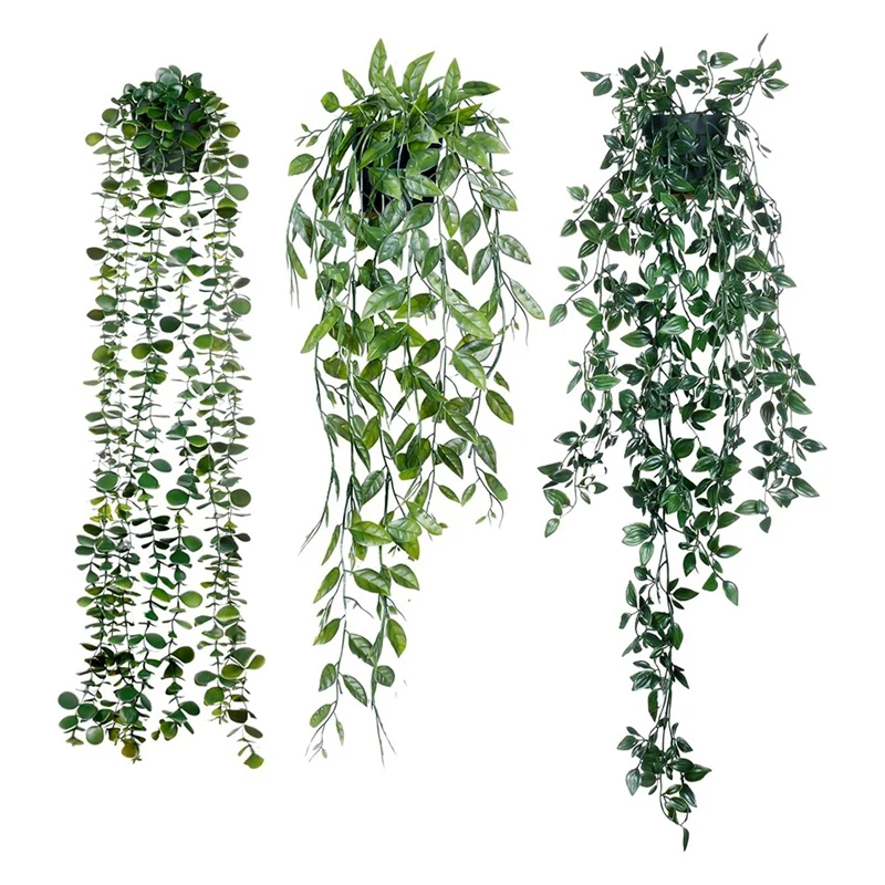 

Искусственные Подвесные Растения, искусственный Эвкалипт в горшке, 3 упаковки, искусственный Эвкалипт в горшке, зелень, искусственный эвкалипт, мандала, лоза