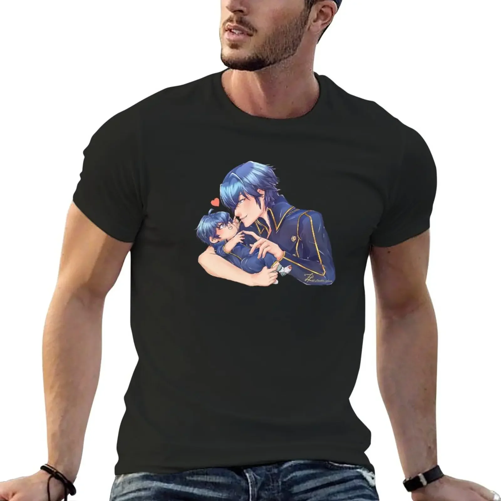 Chrom With Baby Morgan / Linfan - Fire Emblem Waraking T-Shirt Anime Clothes Blanks T-Shirt In Cotone Da Uomo