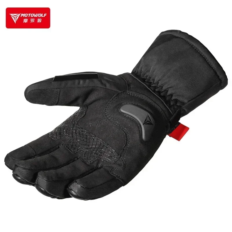 Winter Motorcycle Thermal Gloves - Fleece Windproof Leather Biker Gear, Waterproof