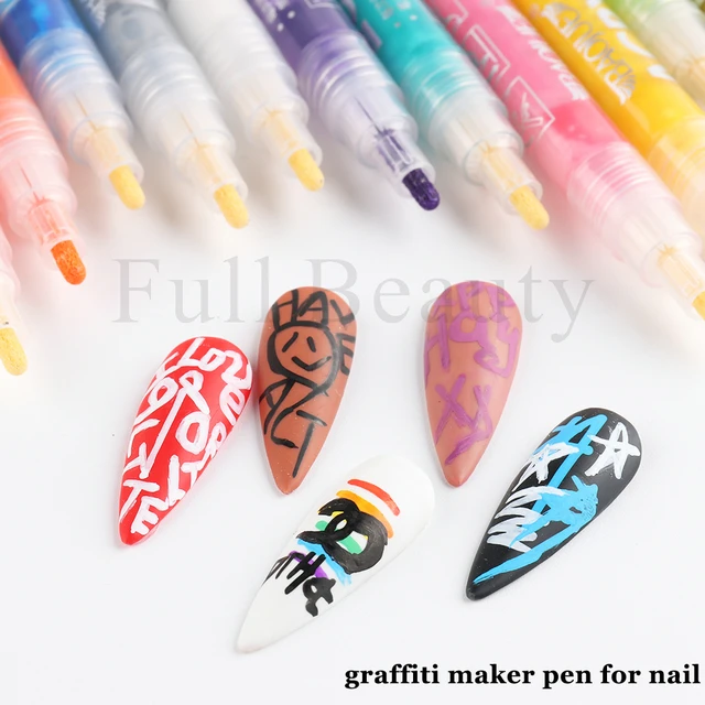 1Pcs Nail Art Drawing Graffiti Pen Black Liner Gel Polish Waterproof  Painting Marker Pens Manicure Brushes Decoration Tool GLCXM - AliExpress