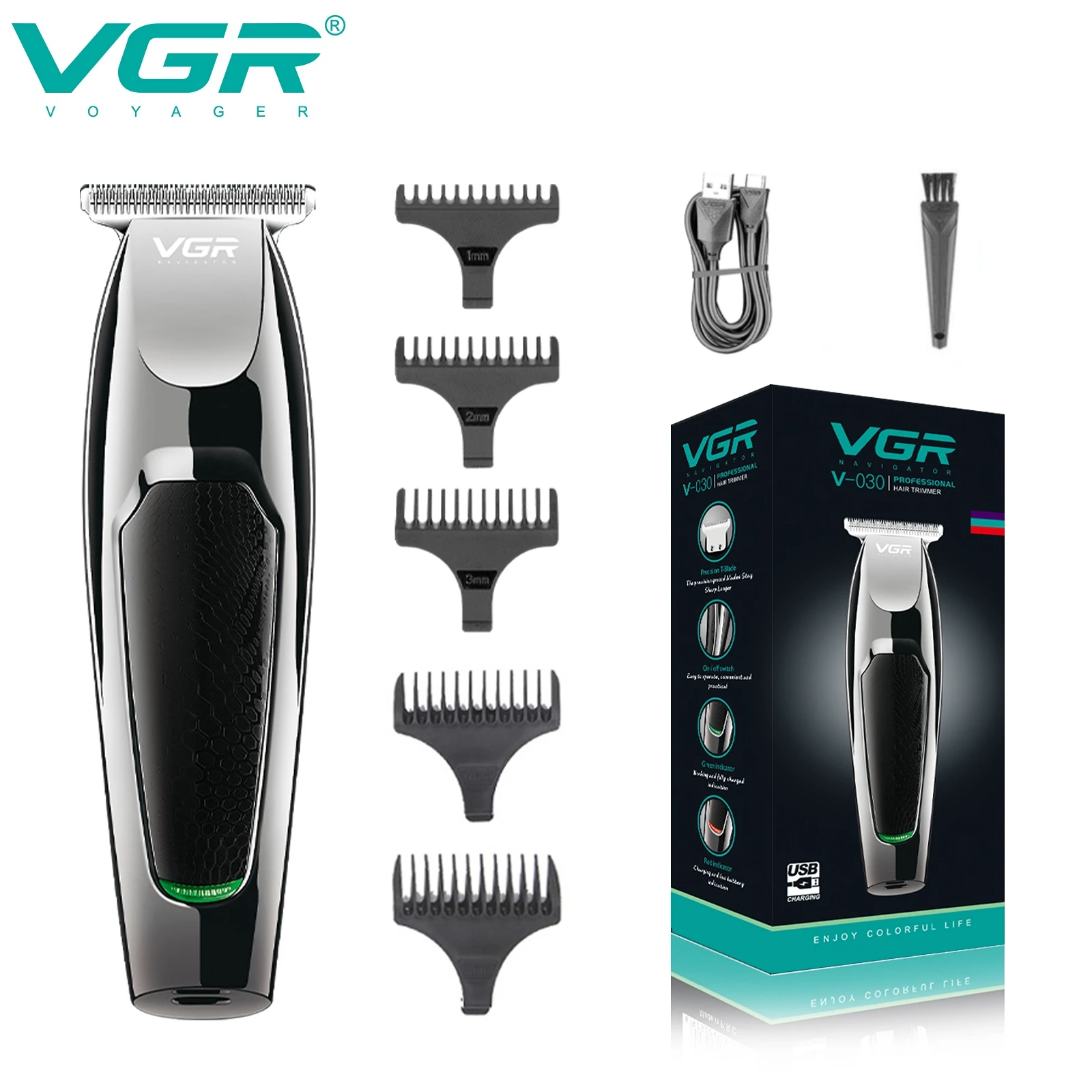 VGR Hair Trimmer Electric Hair Clipper Electric Clipper Barber Cordless Cutting Machine Mini Haircut Edgers Cutter Clipper for Men V-030