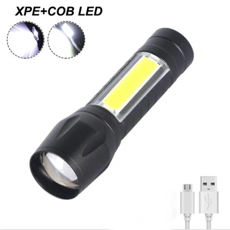 530 Portable 3 Modes XPE COB Led Flashlight USB Rechargeable Zoom Zoomable Lantern Linternas Camping Hunting Working Torch Lamp super bright xhp360 led flashlight rechargeable camping lantern tactical flashlight zoomable torch waterproof emergency lamp