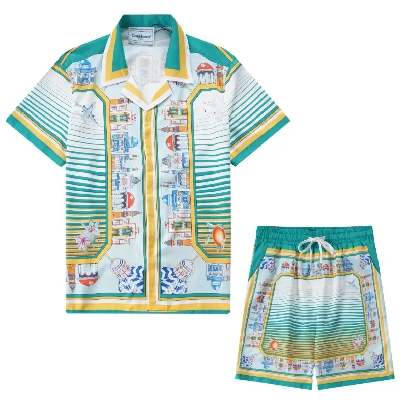 

New Style Make Old Casablanca Short Sleeve Shirts Men Women Beach Pattern Print Shirt Top Tees Inside Tag Goth