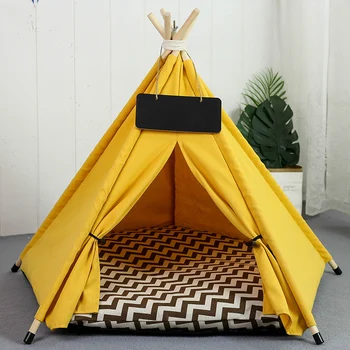 Pet Teepee Tent Dog Cat Teepee Bed Portable Rwashable Dog Houses Indoor Puppy Beds With Cushion.jpg