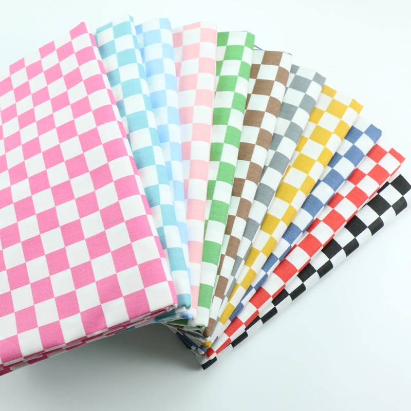 Large Cotton Twill Plaid Baby Patchwork Quilt Fabric in Vibrant Colors