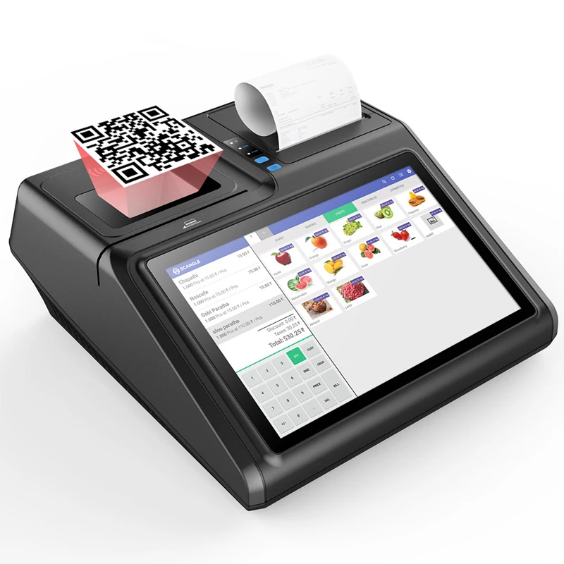 안드로이드 POS 터미널 프린터, 80mm 열전사 프린터, NFC 리더, VFD 디스플레이, 음식 메뉴 주문, 현금 등록기, 10.1 인치