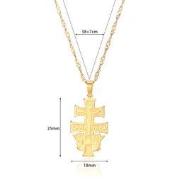 Gold Cross Necklace with Crucifix Charm in Stainless Steel - Unisex Hip Hop Jewelry Gift (Gold)