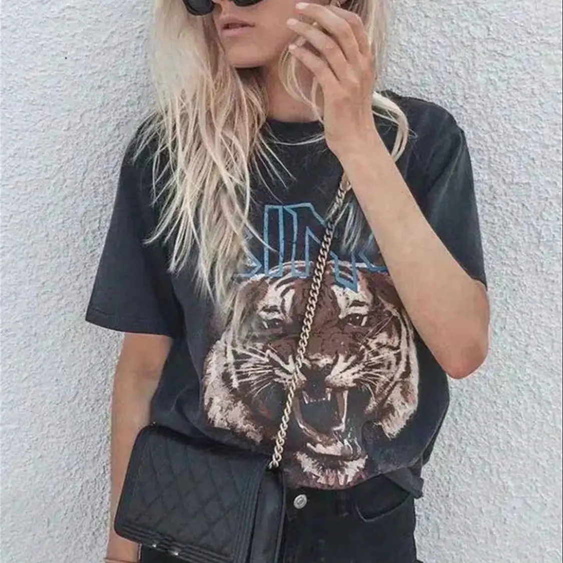 

Tiger Tee T-shirt Women Summer 2023 Clothing Loose Cotton Tshirt Vintage Streetwear Tops Shirts