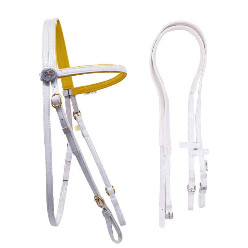Padded rading Leather Bridle for Horses with EU Inspired Buckle Includes Web Reins with Hand Stops Leather Hors