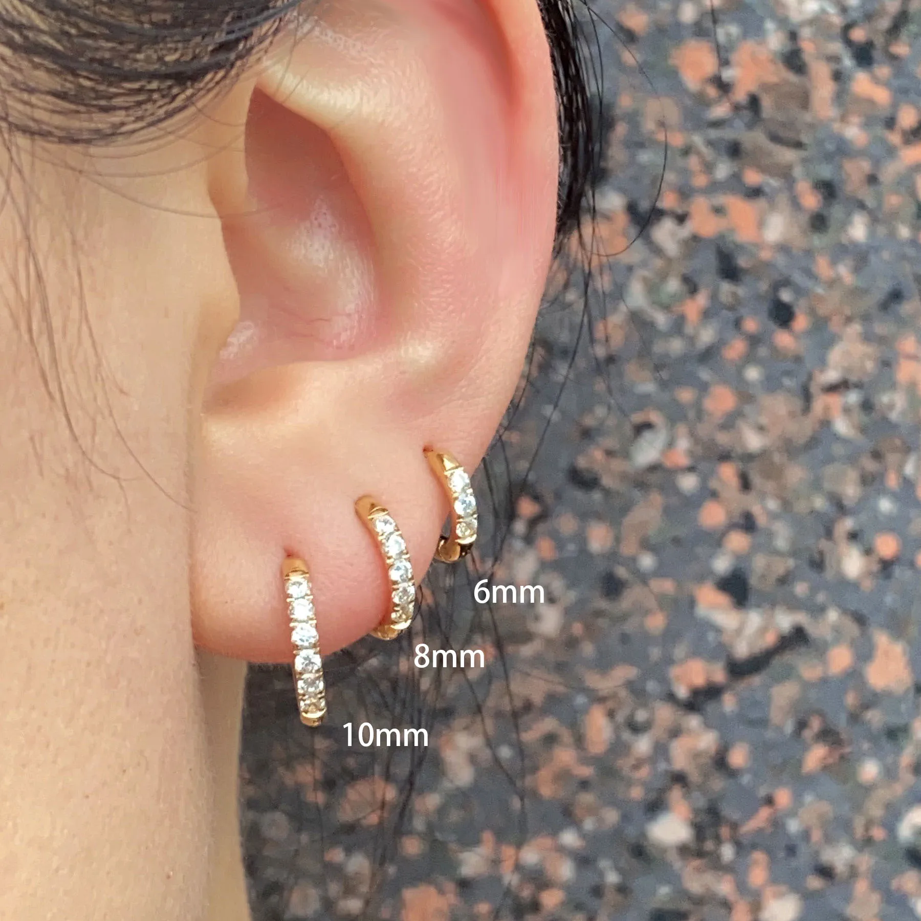 Stainless Steel Hoop Earring For Men Women Cool Shiny Zirconia