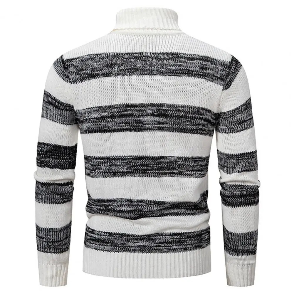 

This sweater has a high collar, long sleeves, and a pullover design that makes it easy to put on and take off.