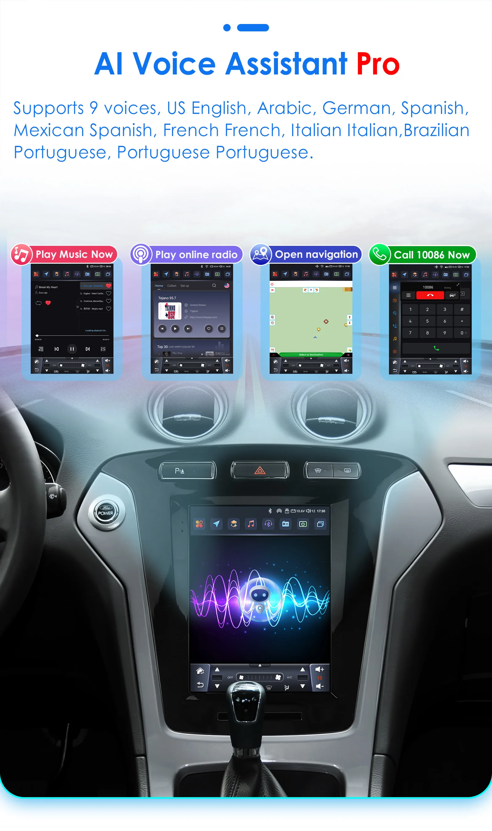 9,7 Zoll 2 Din Android 13 Autoradio für Ford Mondeo MK4 Galaxie A/C 2013-2016 Multimedia Stereo Vertikal bildschirm Carplay 2011 Kamera – Detail 18