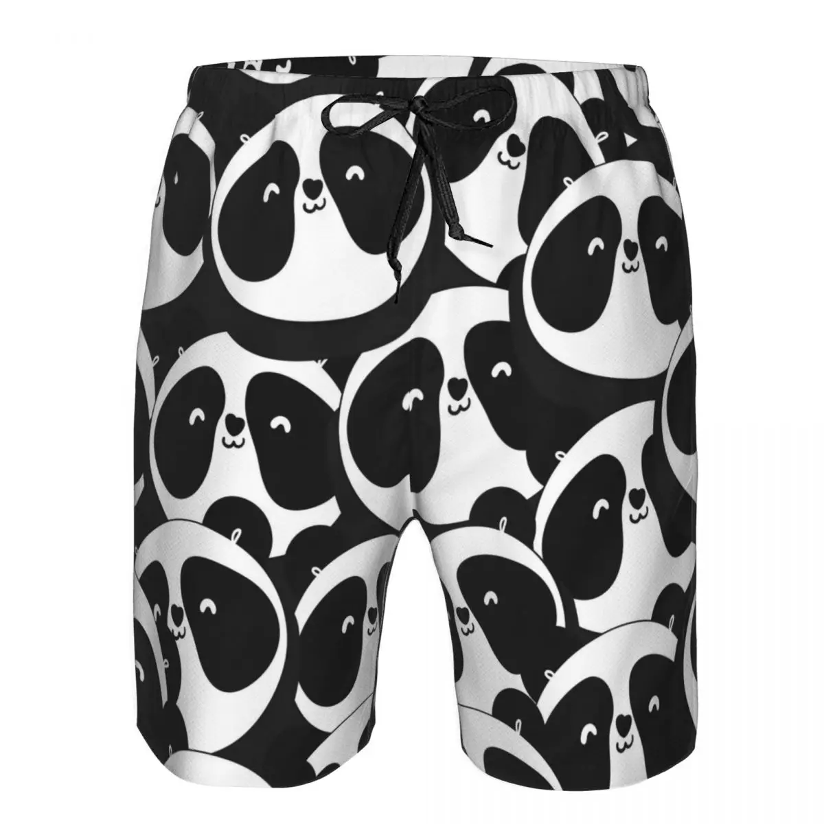 

Mens Swimwear Swim Short Trunk Black And White Panda Heads Beach Board Shorts Swimming Surffing shorts