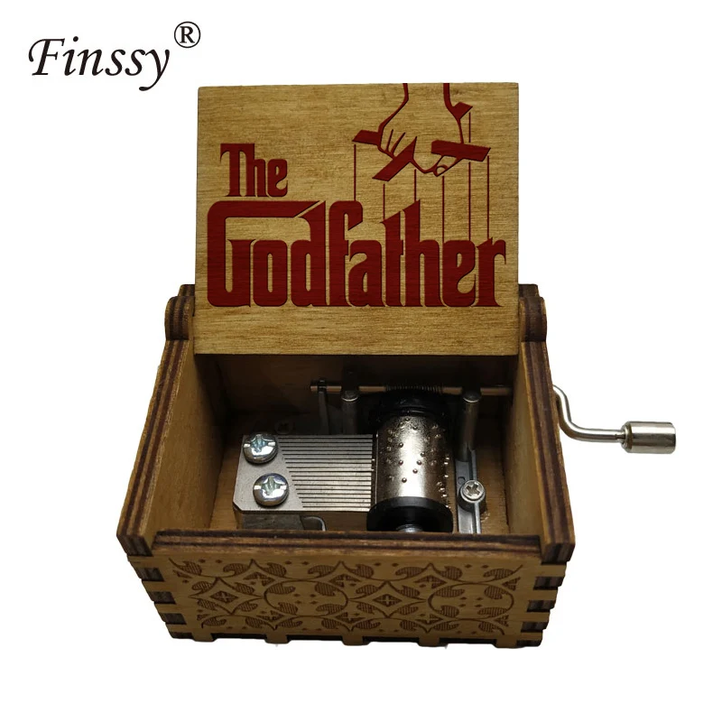 new arrival figure print Wooden hand The Godfather Music Box Christmas birthday Gift Party Casket Anonymity Decoration