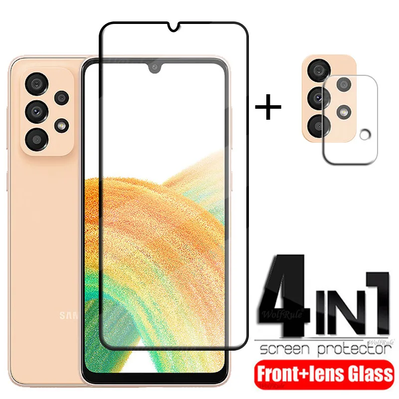 

4-in-1 For Samsung Galaxy A33 Glass For Samsung A33 Tempered Glass 9H Full Screen Protector For Samsung A 33 A33 5G Lens Glass