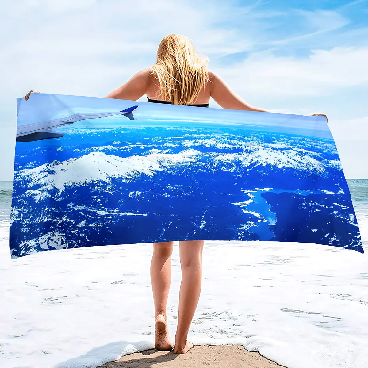 

Airplane Printing Lightweight Thin Beach Towel Oversized Extra Large Sand Free Towels Quick Dry Travel Camping Beach Accessories
