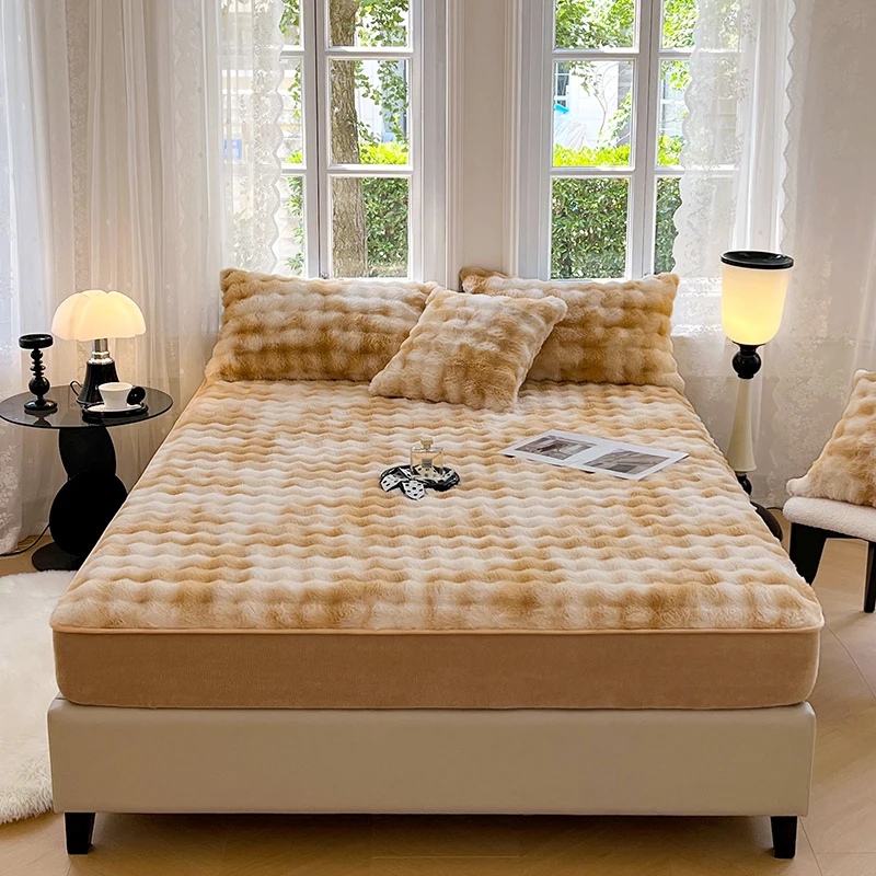 Queen Size Bedsheet Super Soft Bed Cover Home Warm Fitted Sheet Skin-friendly Mattress Covers sabanas para cama (No Pillowcase) 4