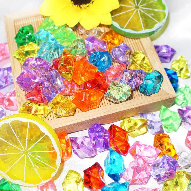 100PCS Plastic Gems Ice Grains Colorful Stones Children Jewels