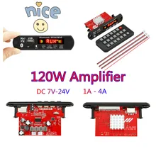 

120W Amplifier 7-24V Bluetooth5.0 Audio MP3 Decoder Board Color Screen Supports Call/Recording/MP3/USB/TF/LINE IN/FM/BLUETOOTH