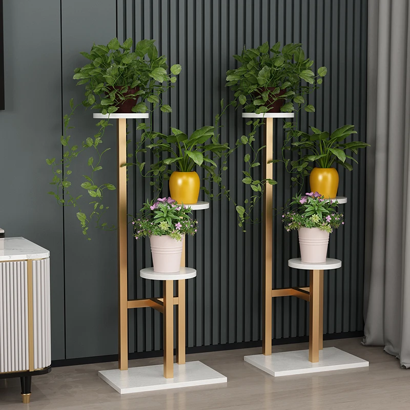 Iron Flower Stand Multiple Flower Pot Holder Shelf T-shape Plant Stand Rack Storage Holder Shelf Home Balcony Garden Decoration