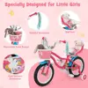 Children's 16/18 Inch Bike with Basket, Streamers, Training Wheels, Handbrake & Rear Brake for Ages 4-8