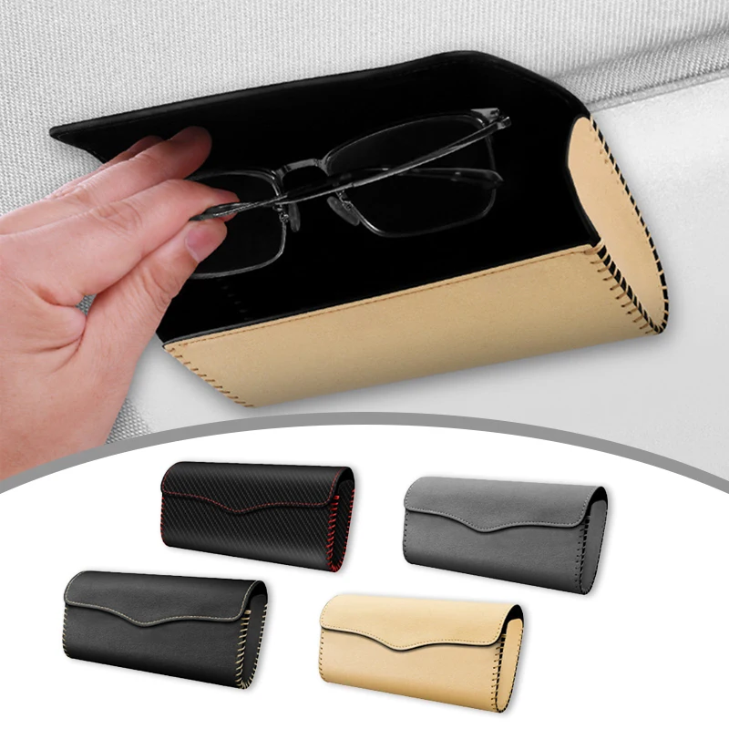 Suede Car Glasses Case Magnetic Sun Visor Holder