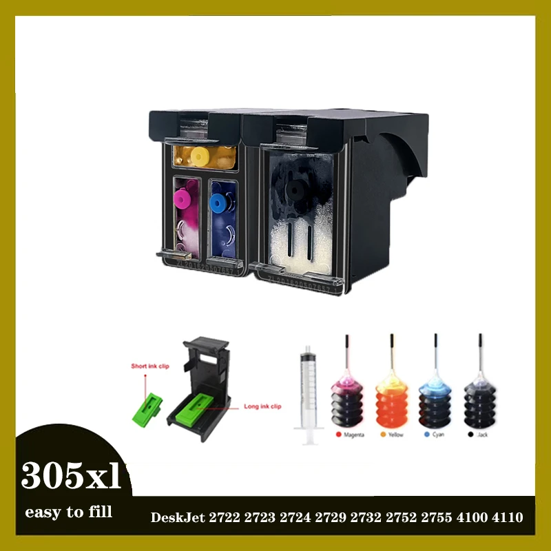 Einkshop Per Hp 305 Cartuccia Di Inchiostro Riutilizzabile Per Hp 305 Xl Deskjet 2722 2723 2724 2729 2732 2752 2755 4100 4110 4120 4121 4122