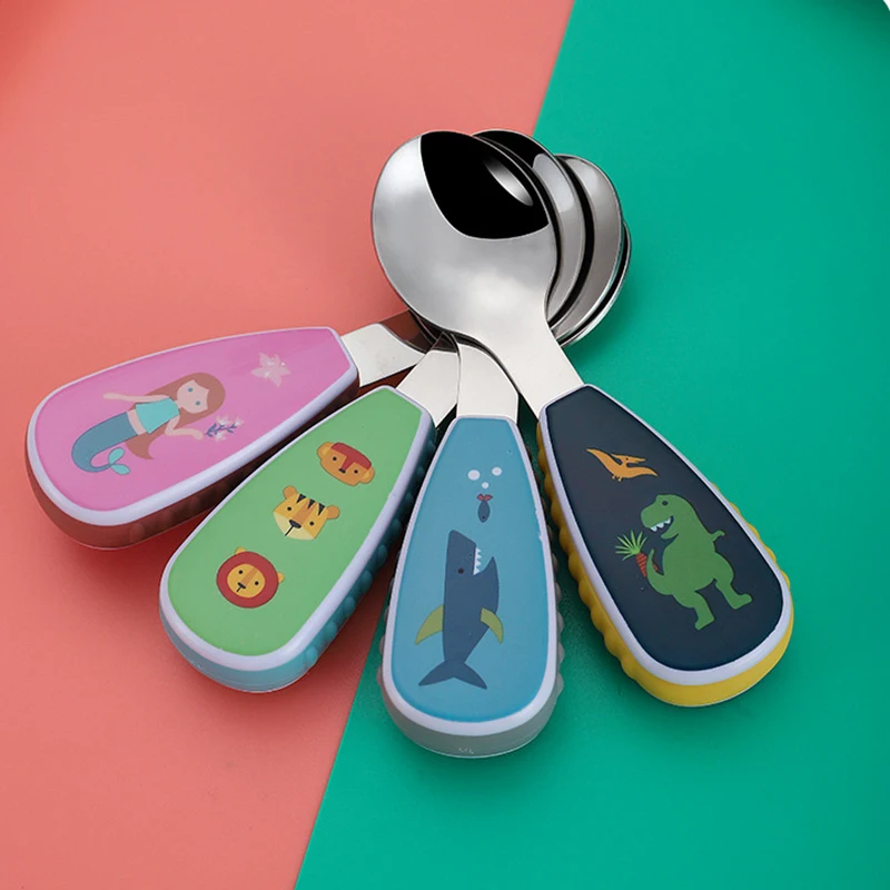 Baby Cutlery Cartoon Tableware Set Food Training Spoon Dessert Spoon for Children Feeding Fork Gadgets for Kids