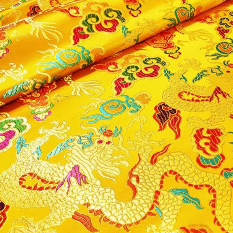100x75cm chinesischer Brokatstoff mit Drachen muster Baby kleidung Kleidung Hochzeits feier Kleid Hanfu Kostüme DIY Nähen Stoff – Detail 4