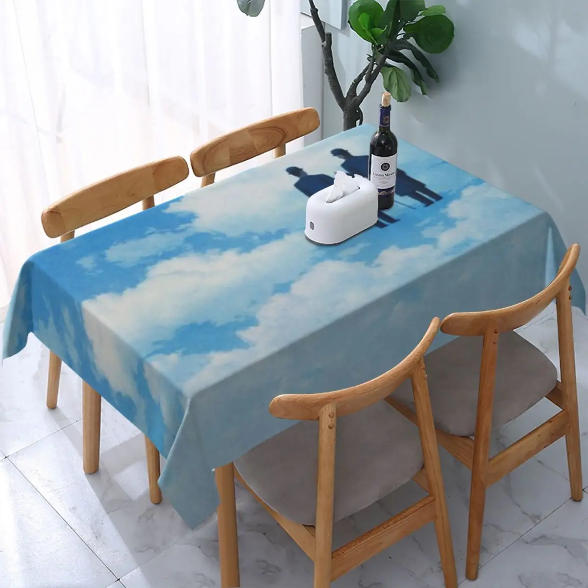 

Rectangular Tablecloth Tablecloth Fit 40"-44" Elastic Edge Table Cloth Rene Magritte Table Covers