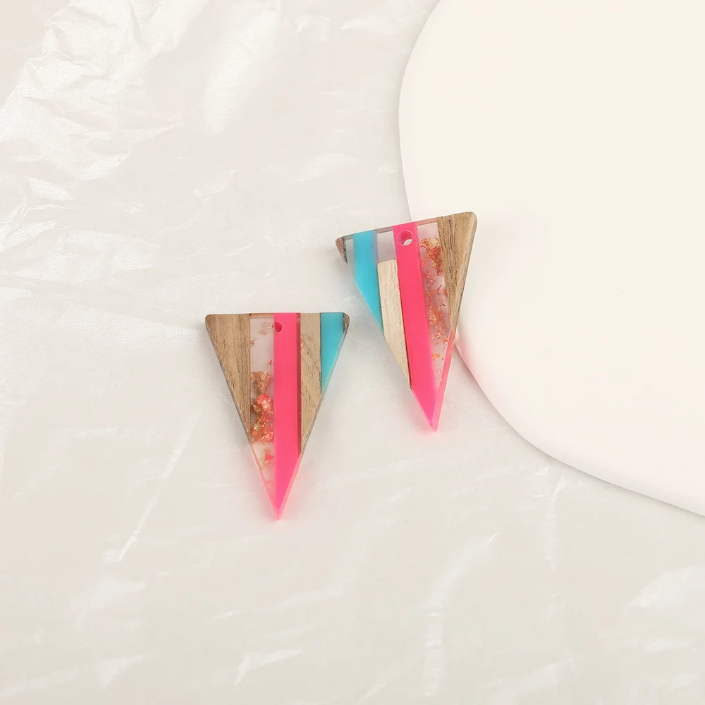 Cordial Design 40Pcs 22*32MM Jewelry Accessories/Natural Wood&Resin/Triangle Shape/Jewelry Findings&Components/Hand Made Charms - cordial