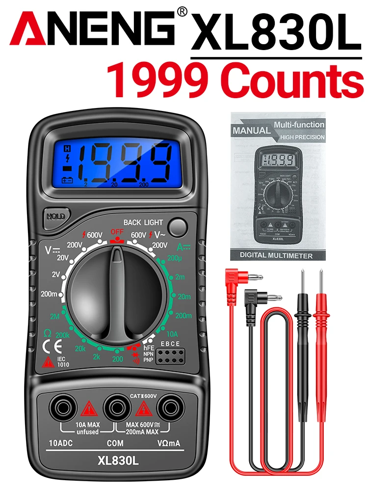 ANENG XL830L High Accuracy Multimeter AC/DC Voltage Current Resistance Tester Diode/Continuity Check Test Electrician Tools