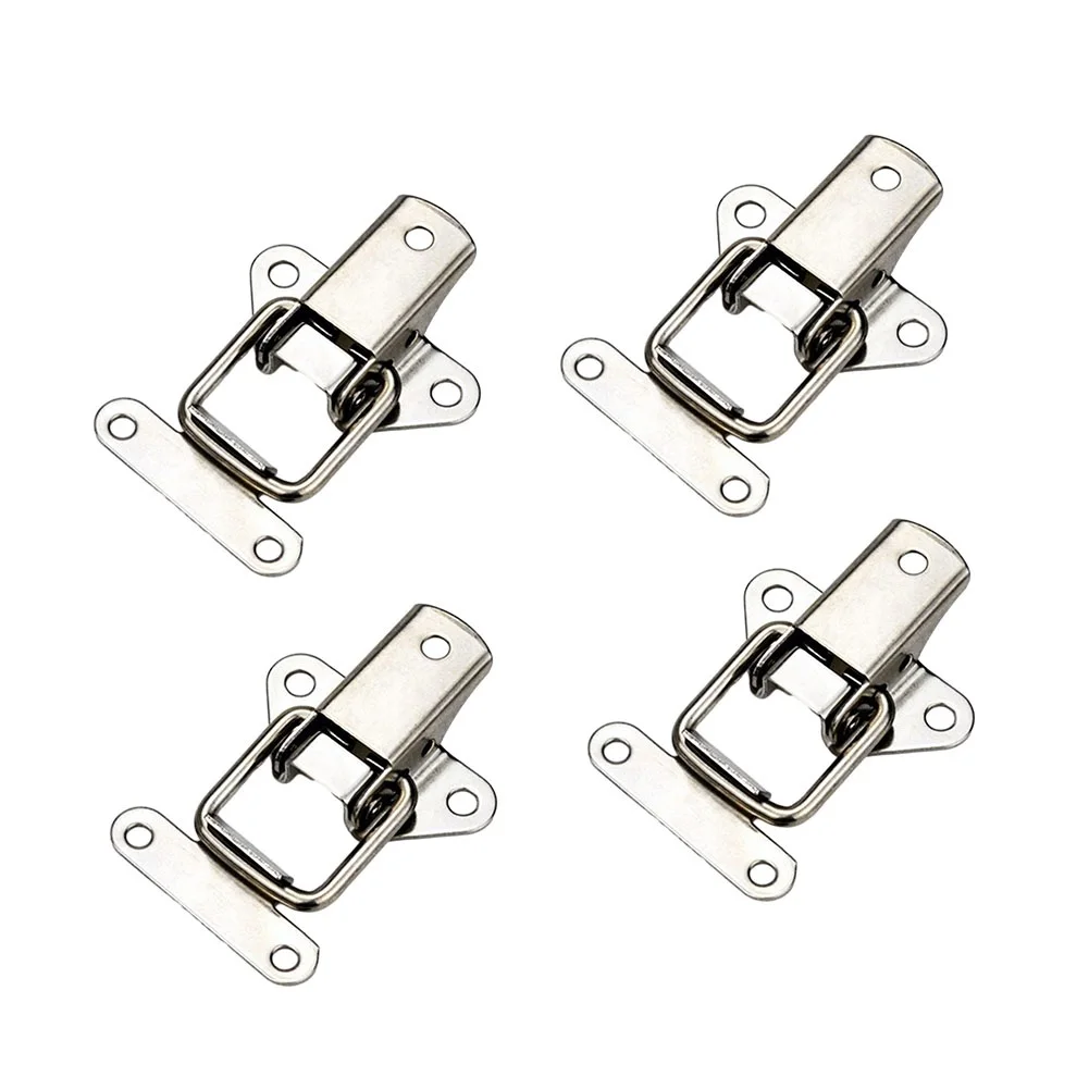 Description Picture 3 of item4pcs/lot Stainless Steel Cabinet Boxes Spring Loaded Latch Catch Toggle Clamp Hasp Mini Lock For: Flight Case Wooden Box