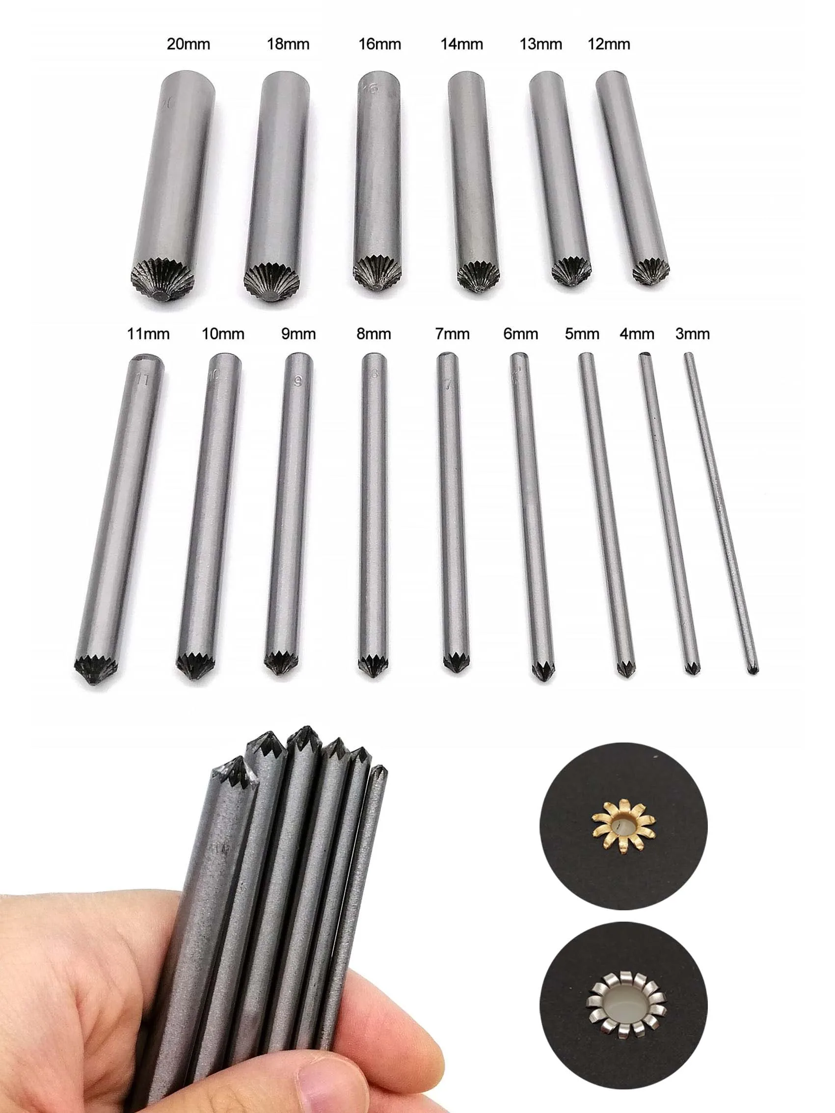 3mm-20mm Ösen Tülle Ring Luft Loch Halb Halb Hohl Niet Installieren Blüte Rissige Knock Punch Werkzeug stange Hohe Qualität Stahl – Detail 3