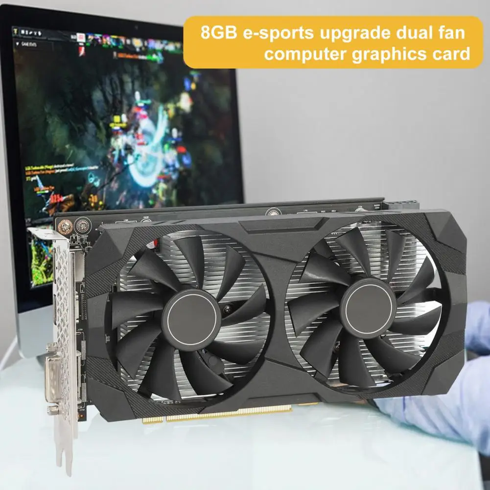 듀얼 냉각 선풍기 데스크탑 PC 채굴 게임용 비디오 카드, 컴퓨터 액세서리, RX580 그래픽 카드, 8GB GDDR5 256 비트 -  AliExpress