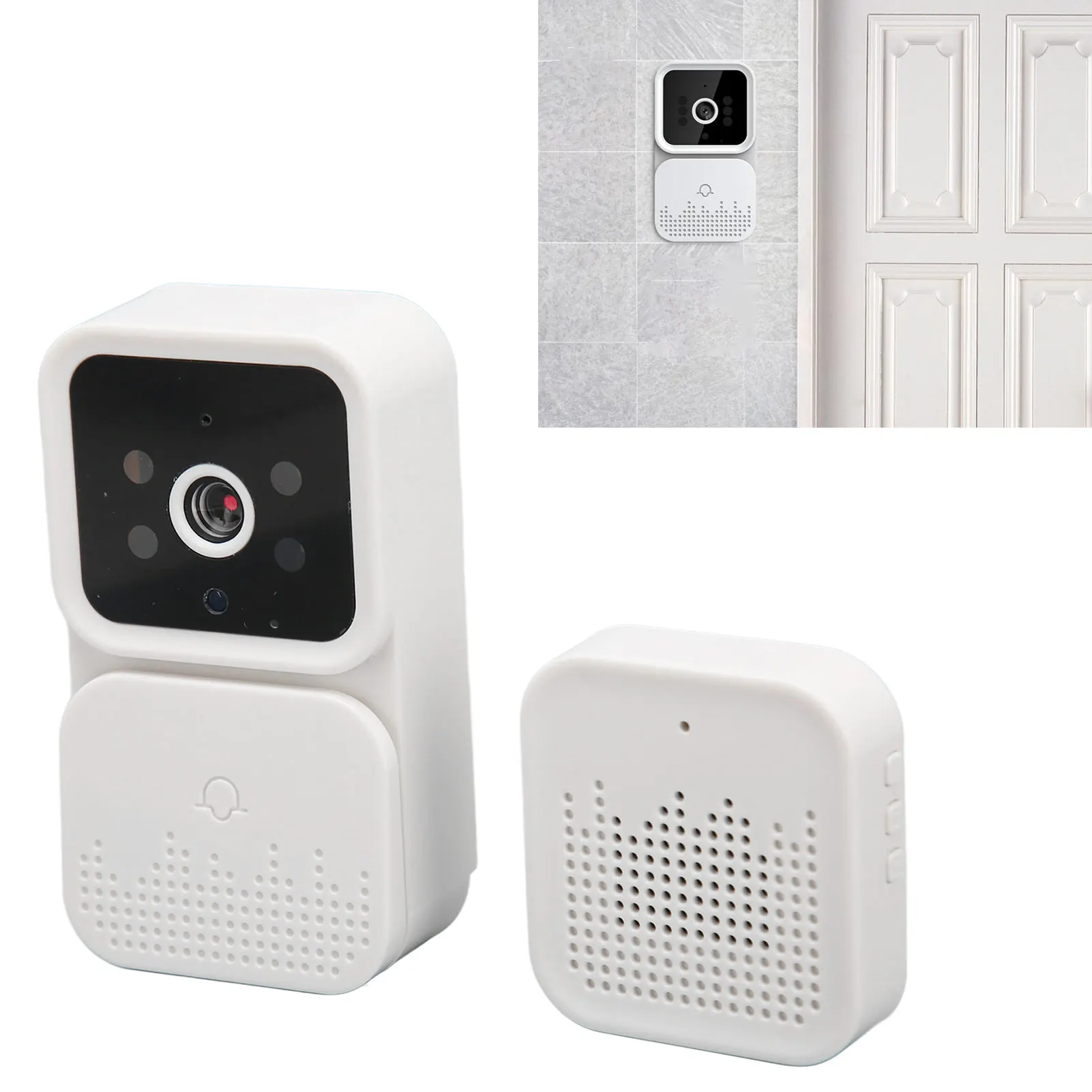 פעמון וידאו עם דלת אלחוטית HD 2 דרך שמע מצלמת צפייה בלילה אפליקציה הודעה מיידית פעמון וידאו אלחוטי