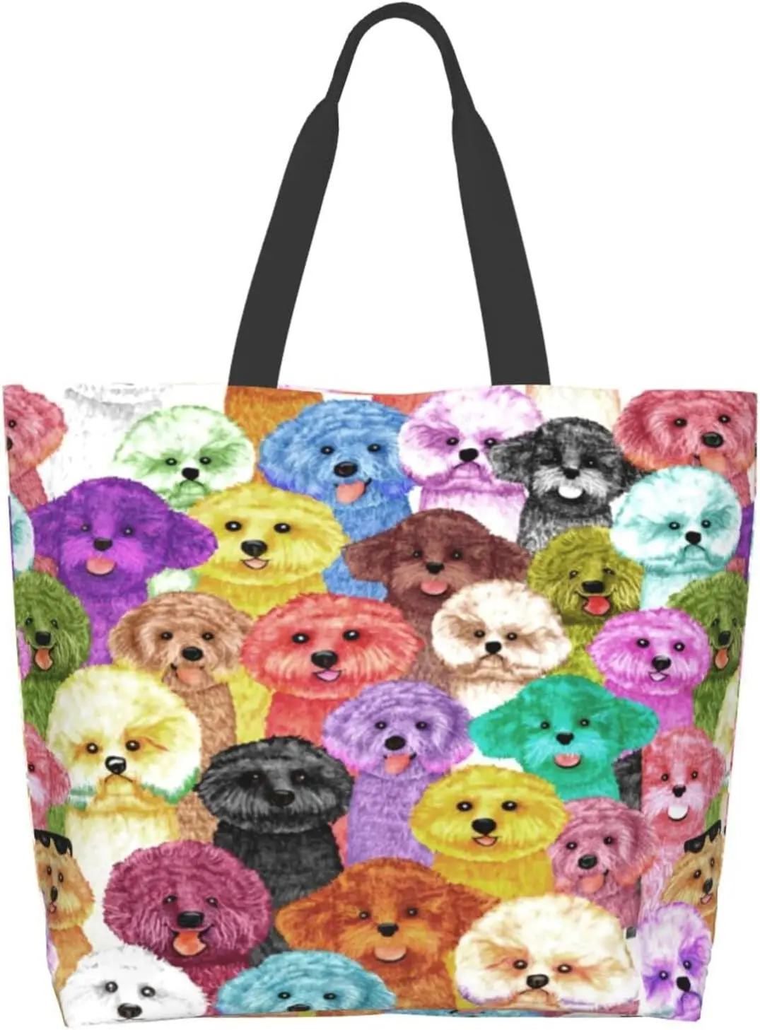 Charming Tie Dye King Charles Spaniel Puppy Tote Bag - Reusable and Colorful Shoulder Bag with Cute Cartoon Design