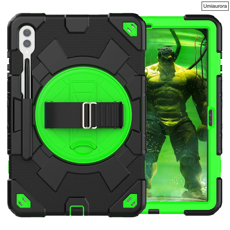 For Samsung Galaxy Tab S9 FE Plus 12.4 inch SM-X810 SM-X610 SM-X710 Tablet Case Kids PC Silicone Rotation Strap_voghion.com