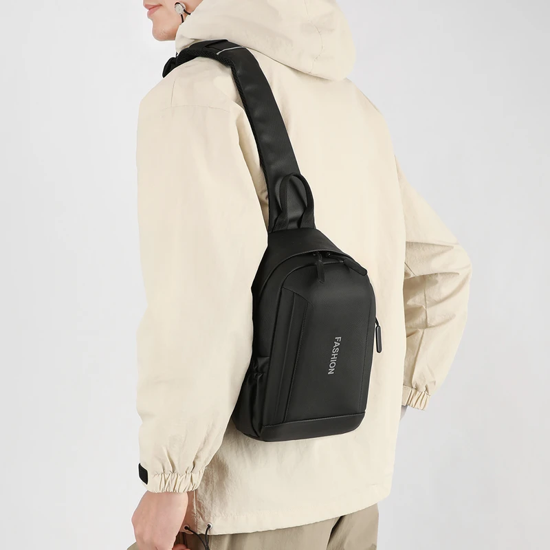Large capacity men's leisure chest bag | multifunctional shoulder bag, adjustable strap, multi zipper compartment, suitable for