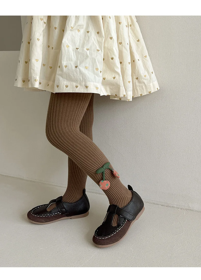 2023 neue Baby Mädchen Strumpfhosen Cartoon Kirsche Zubehör Weiche Baumwolle Mädchen Strumpfhosen Herbst Winter Doppel Nadel Hosen Strumpfhosen – Detail 14